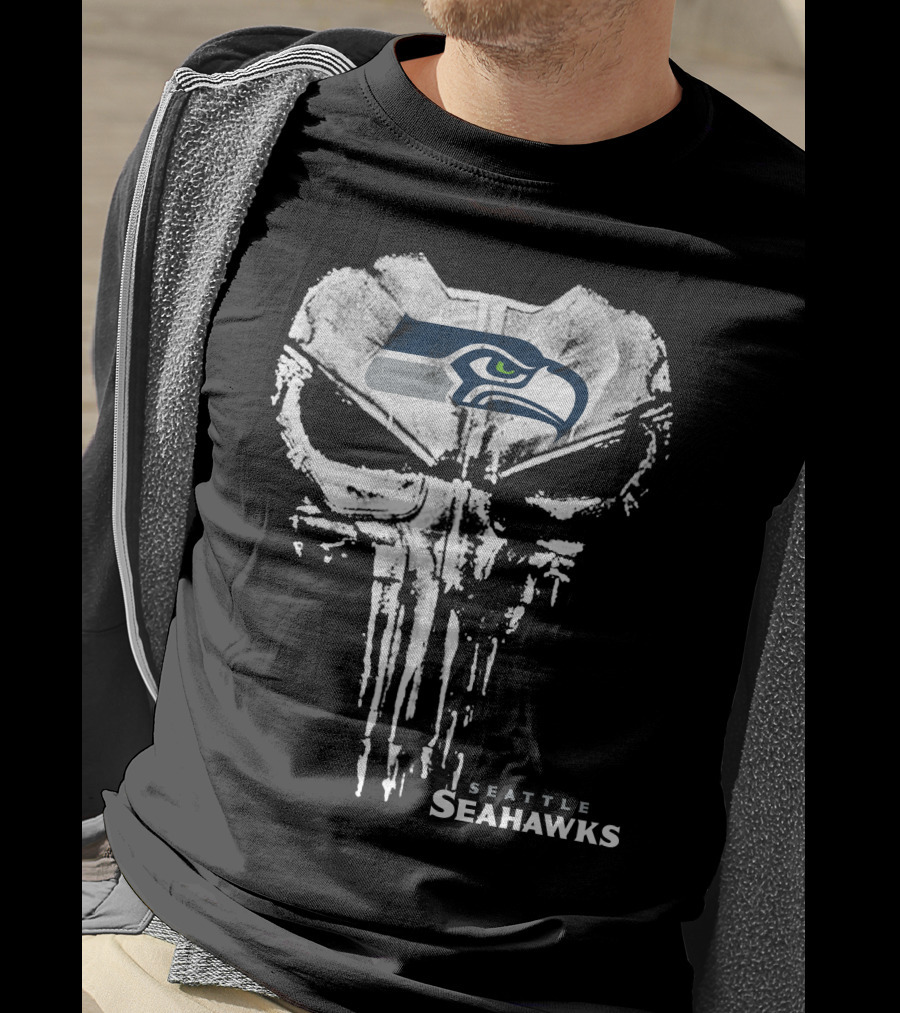 Seattle Seahawks Skull Logo Fusion T-Shirt