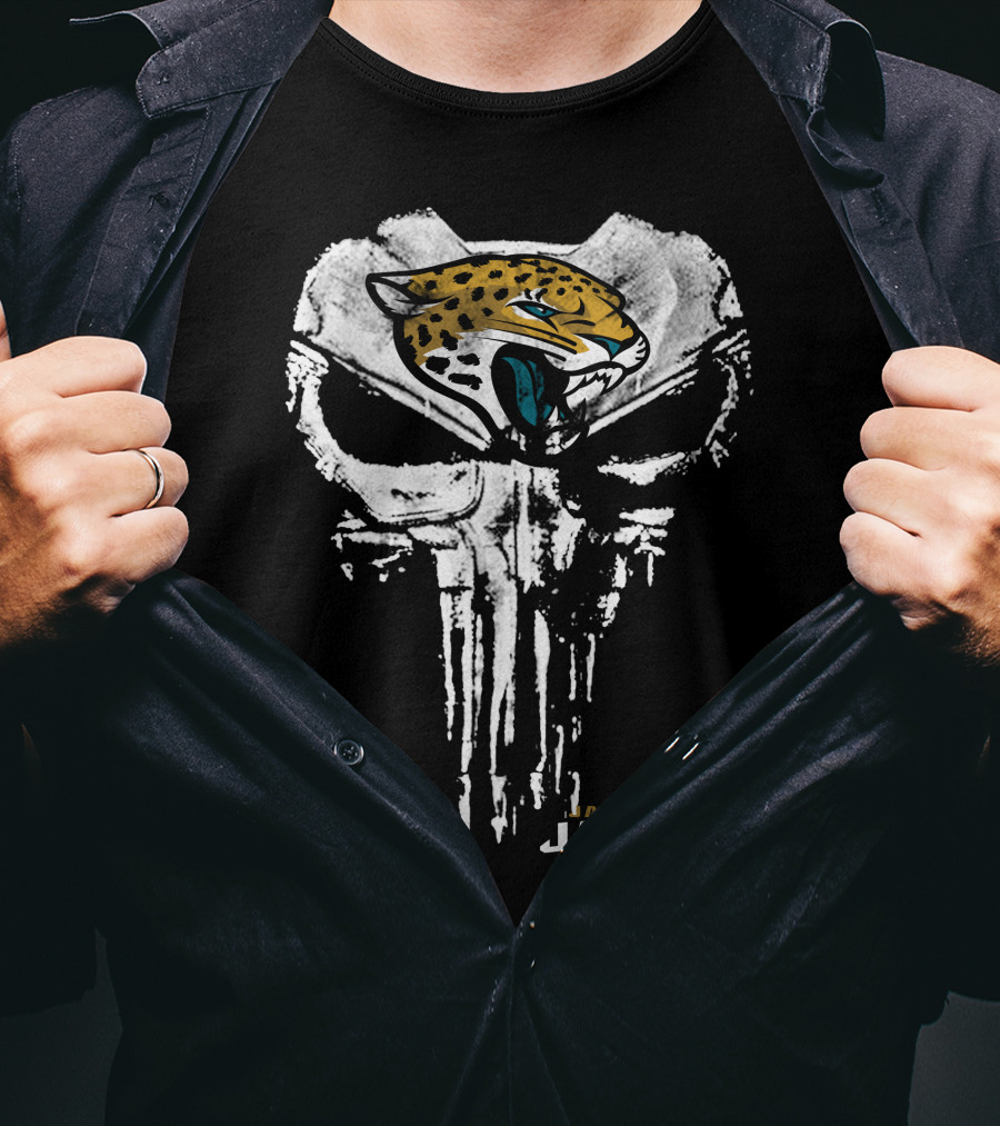 Jacksonville Jaguars Logo With Punisher Skull T-Shirt