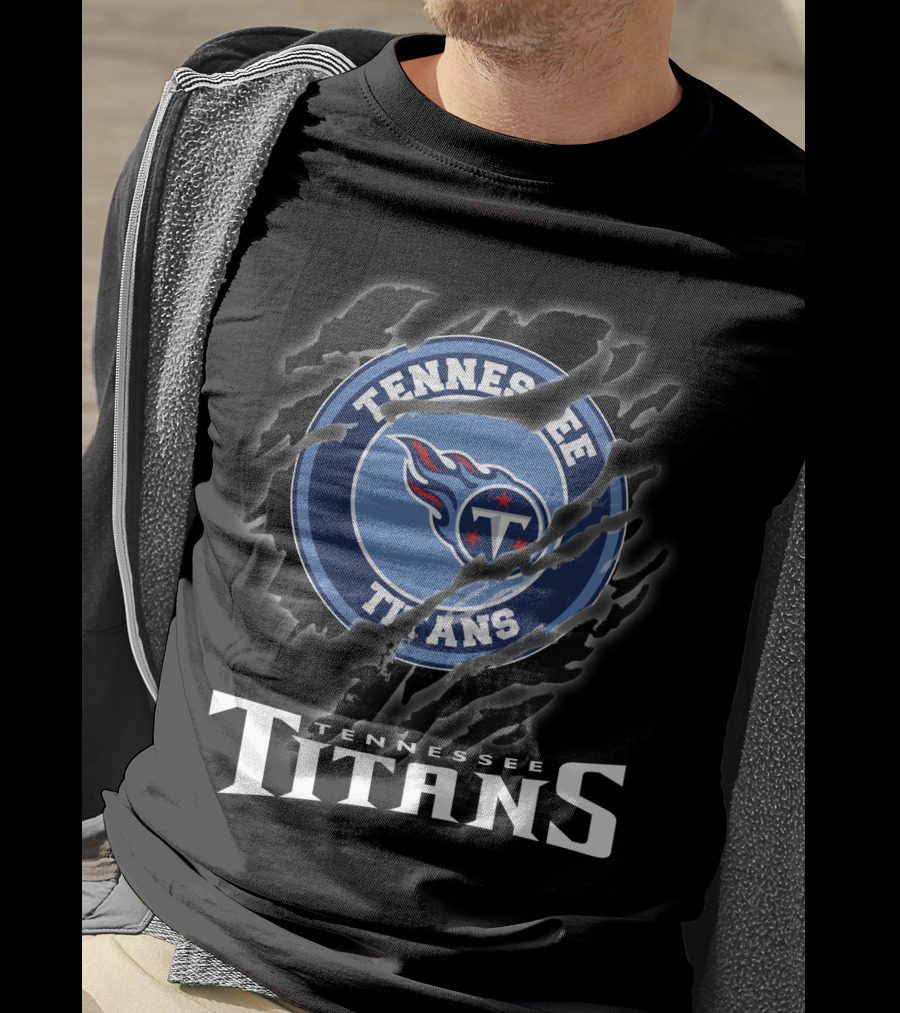 Tennessee Titans Logo And Text With Claw Marks T-Shirt