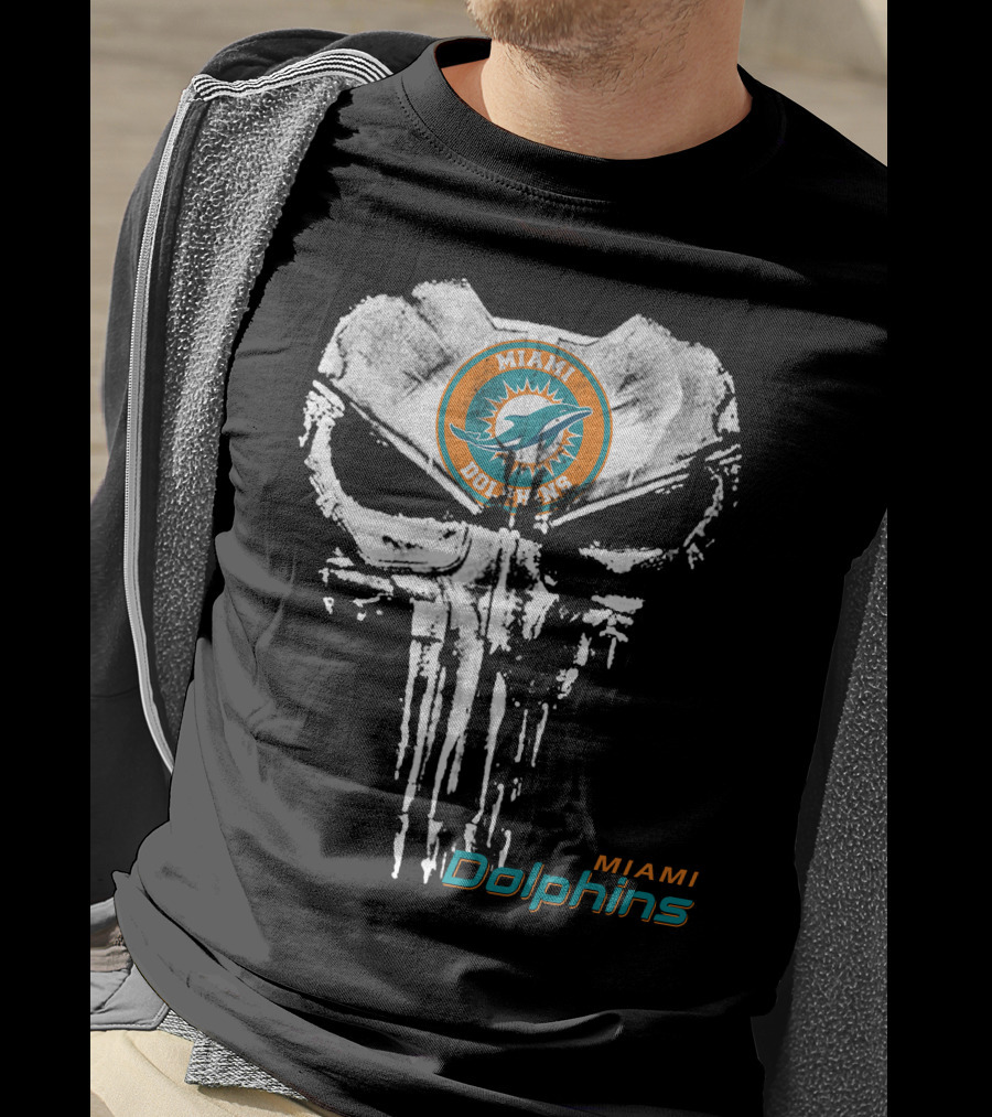 Miami Dolphins Skull Emblem T-Shirt