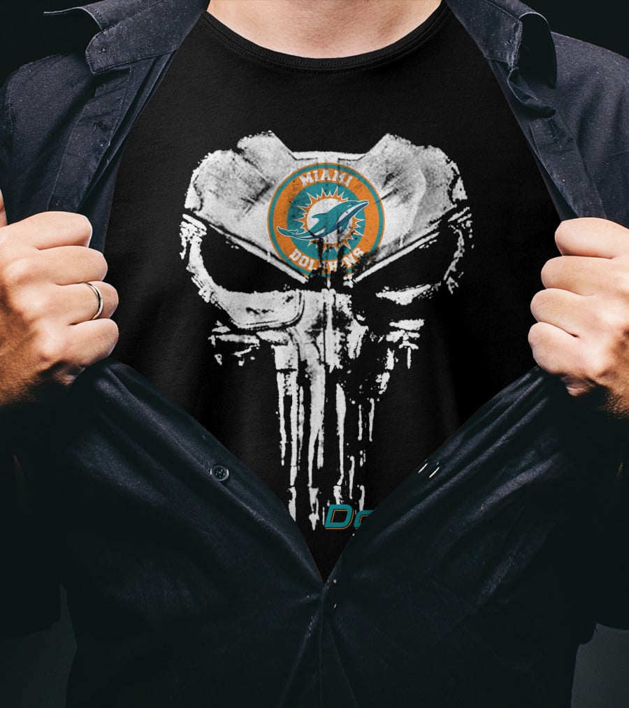 Miami Dolphins Skull Emblem T-Shirt