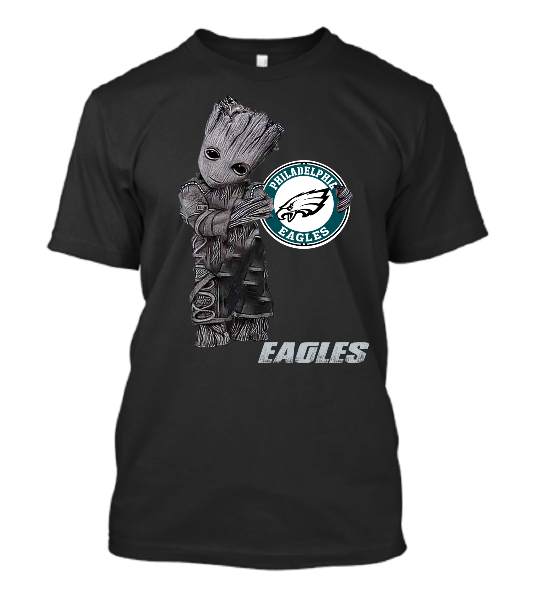 Groot Hugging Philadelphia Eagles Logo Eagles T-Shirt
