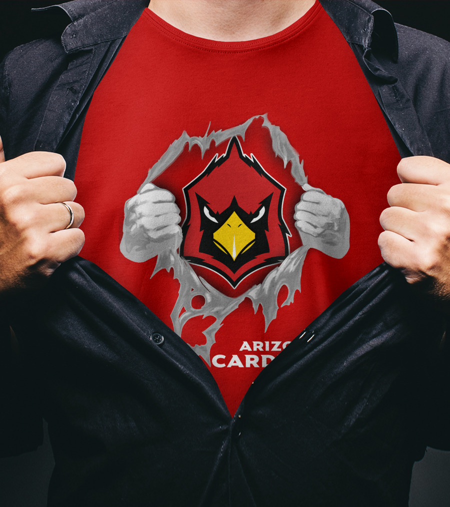 Arizona Cardinals Fierce Mascot Display With 06 Football Spirit T-Shirt