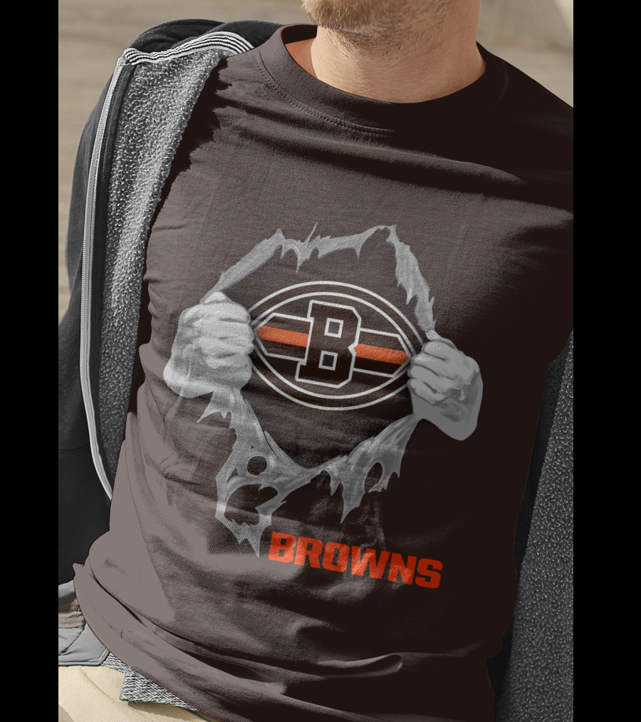 Browns 08 Football Jersey Hands Peeling Effect With B T-Shirt