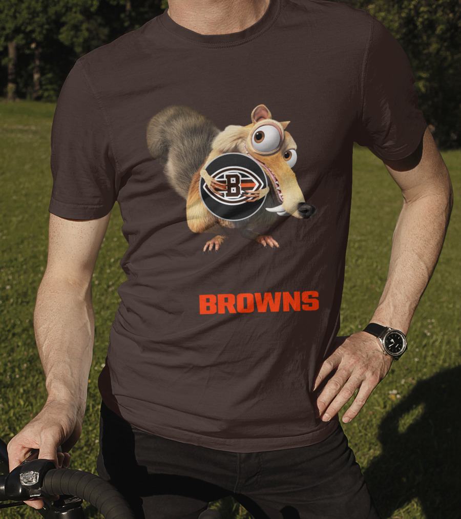 Browns 09 Animated Character Holding Football T-Shirt