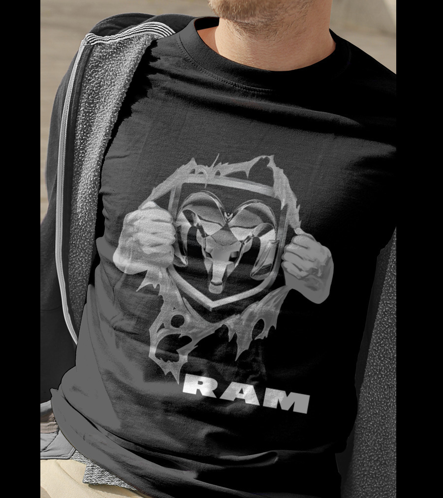 Ram 03 Logo With Bold Shield And Ripped Effect T-Shirt