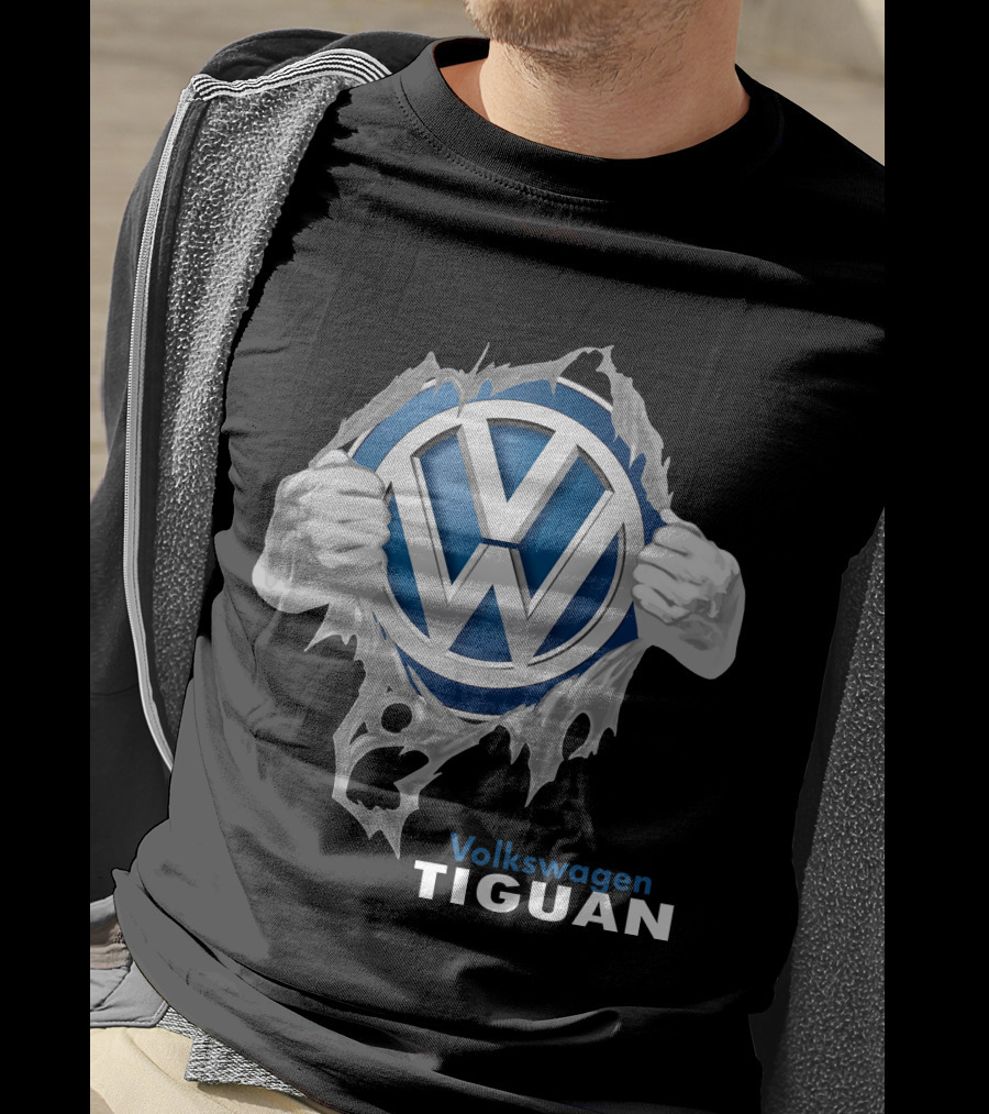 Volkswagen Tiguan 04 Logo Torn Metal Effect T-Shirt