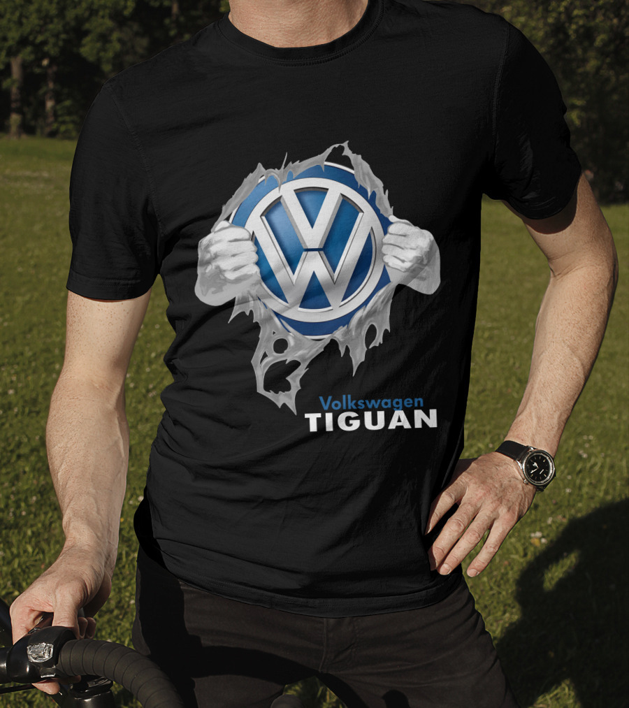 Volkswagen Tiguan 04 Logo Torn Metal Effect T-Shirt