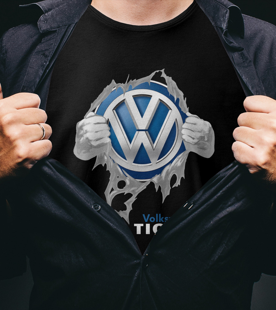 Volkswagen Tiguan 04 Logo Torn Metal Effect T-Shirt