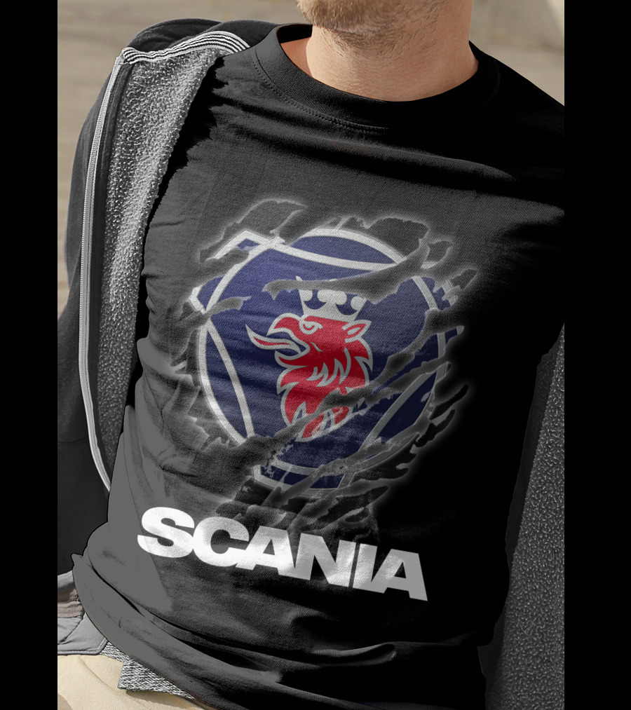 Scania Lion Logo Ripped Metal T-Shirt