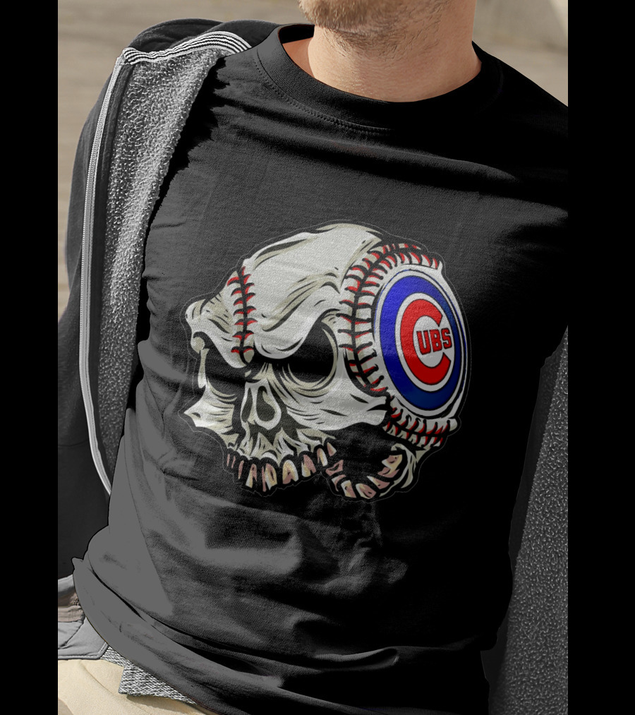 Cubs Baseball Skull T-Shirt