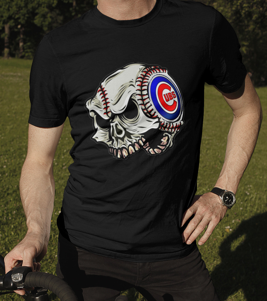 Cubs Baseball Skull T-Shirt