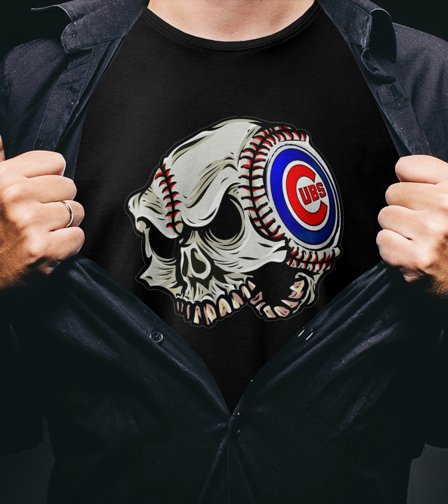 Cubs Baseball Skull T-Shirt