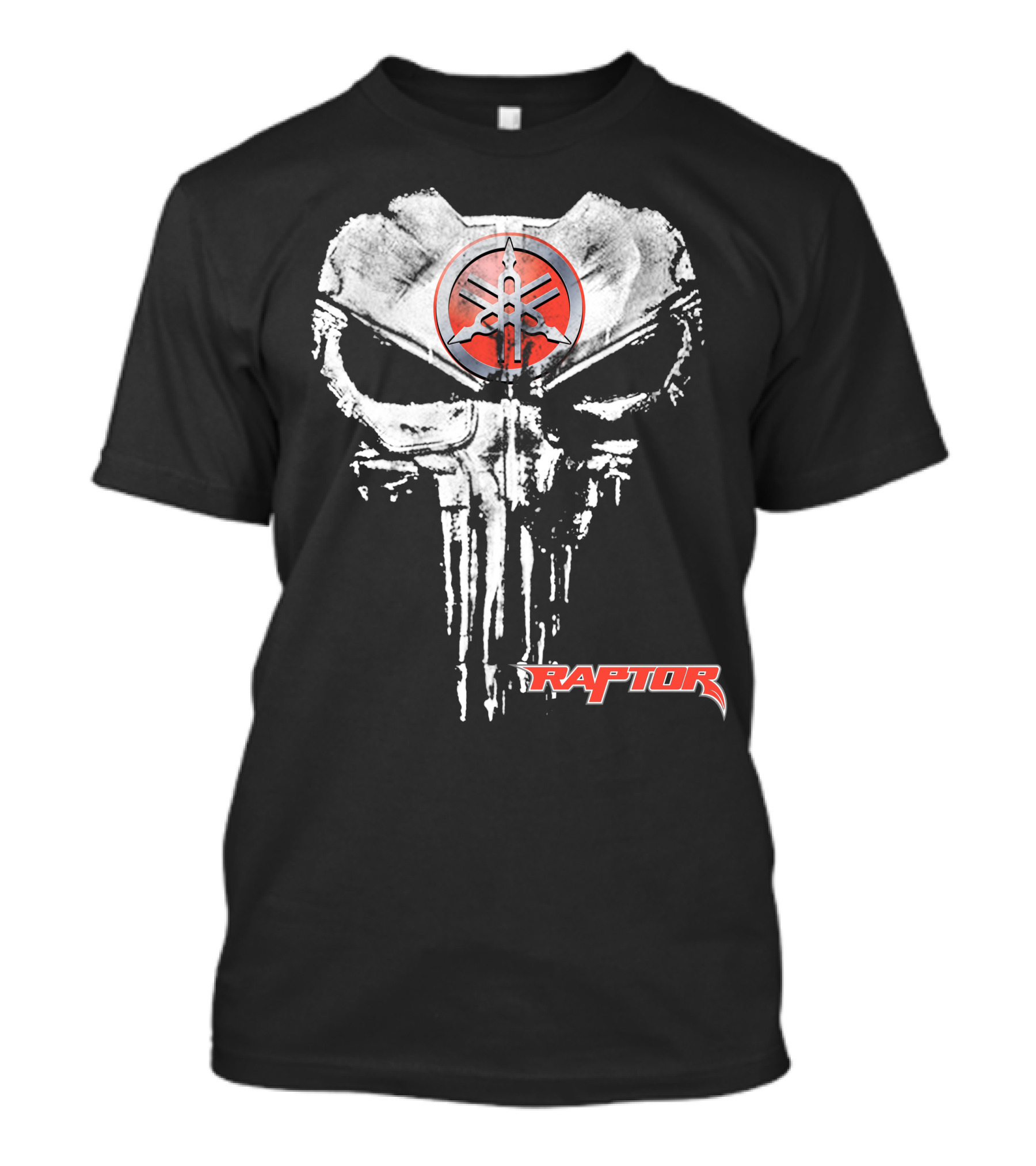 Raptor10 White Skull Punisher Yamaha Logo Red Circle T-Shirt