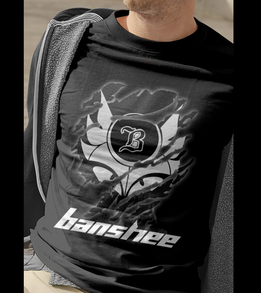 Banshee9 Black And White Clawed Logo With Stylized B T-Shirt
