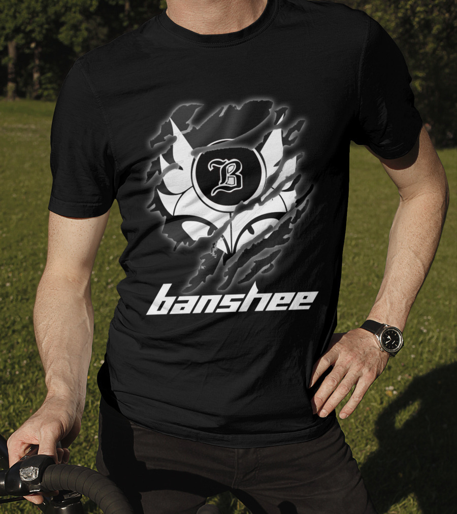 Banshee9 Black And White Clawed Logo With Stylized B T-Shirt