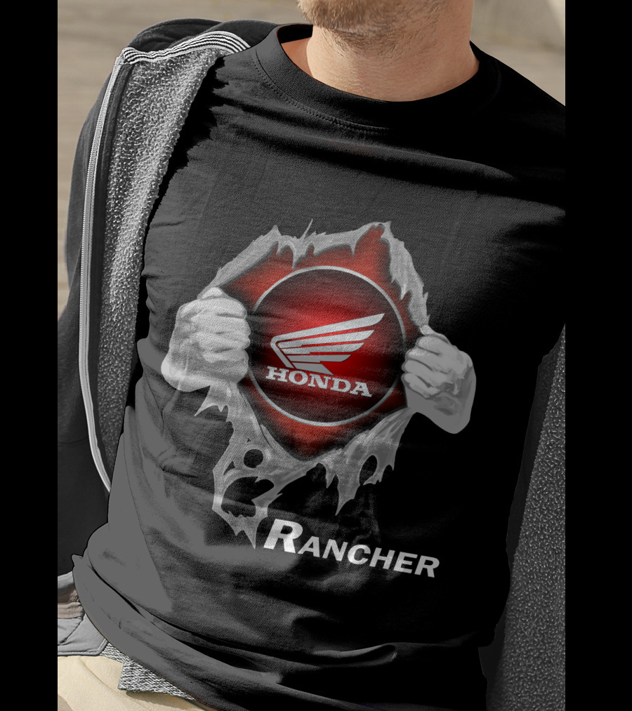 Honda Rancher Motorcycle Logo With Ripping Effect T-Shirt