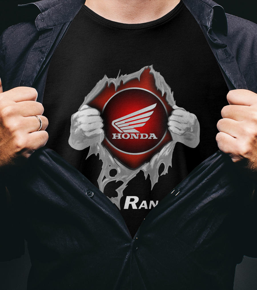 Honda Rancher Motorcycle Logo With Ripping Effect T-Shirt
