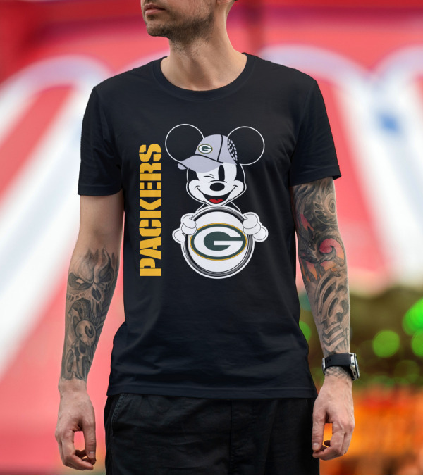 Premium T-Shirt: Packers G Logo with Winking Mickey Mouse Ears Hat T-Shirt Packers G Logo with Winking Mickey Mouse Ears Hat T-Shirt