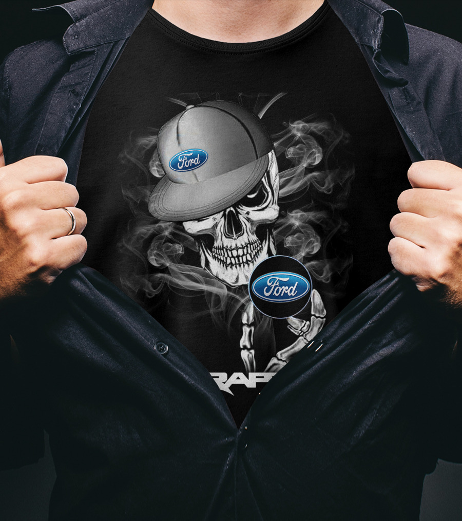 Raptor Ford Skull With Smoke And Cap T-Shirt