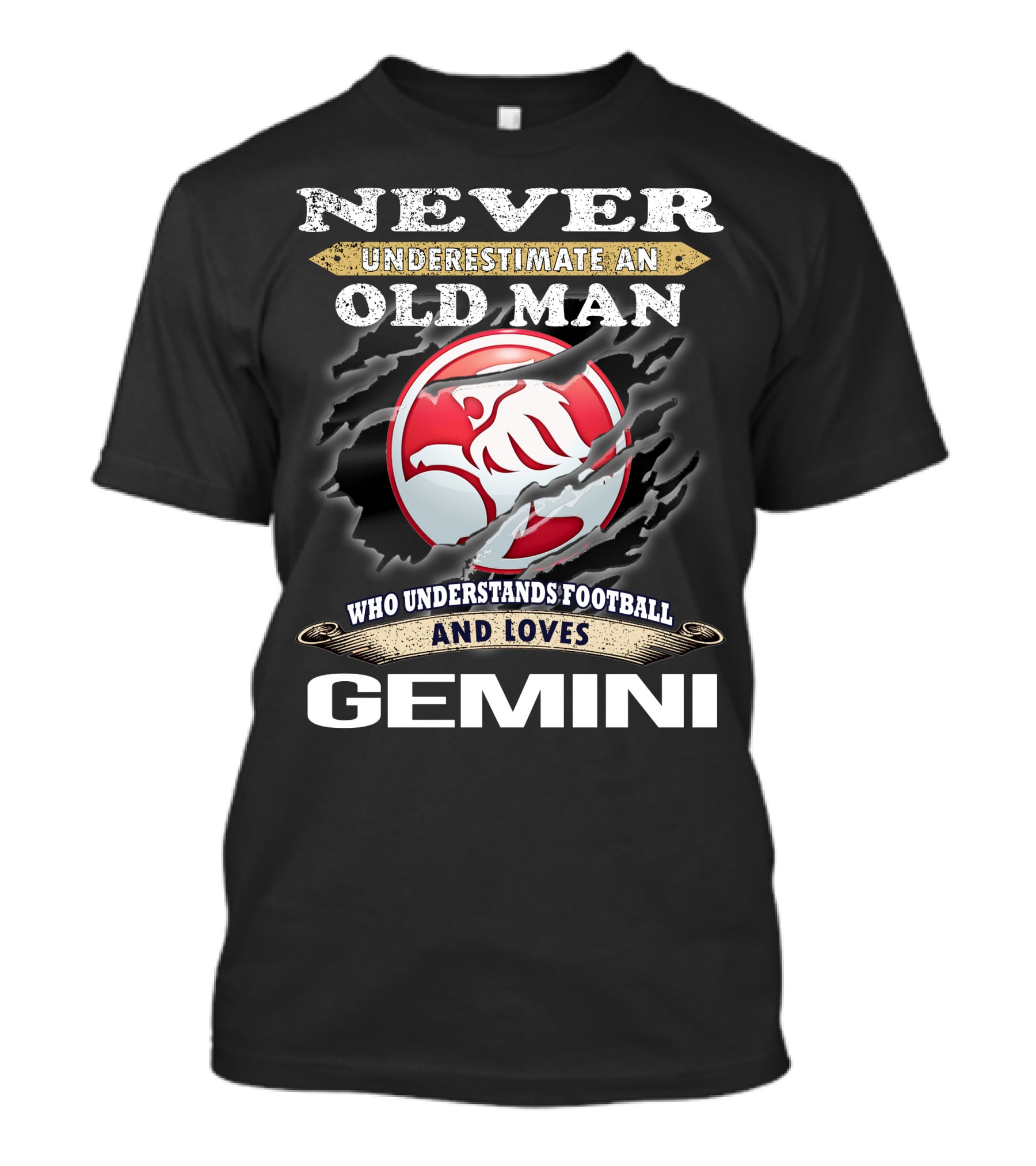 Never Underestimate An Old Man Who Understands Football And Loves Gemini T-Shirt