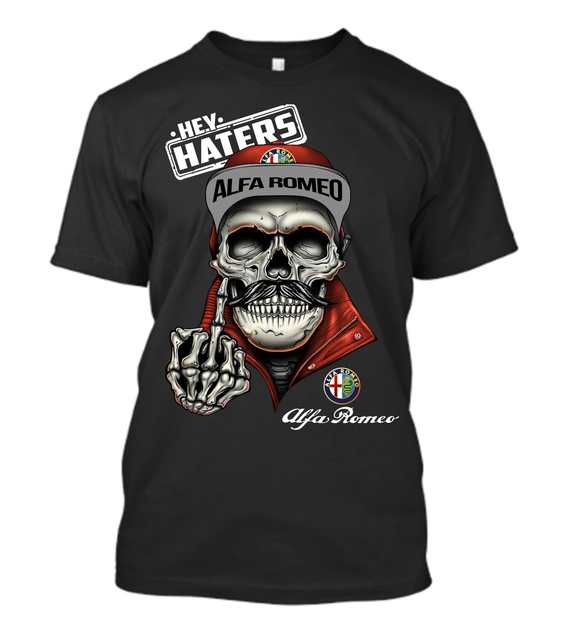 Hey Haters Alfa Romeo Skull Gesture Alfa T-Shirt