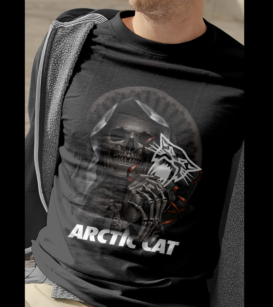 Arctic Cat Skeleton Reaper With Hood T-Shirt