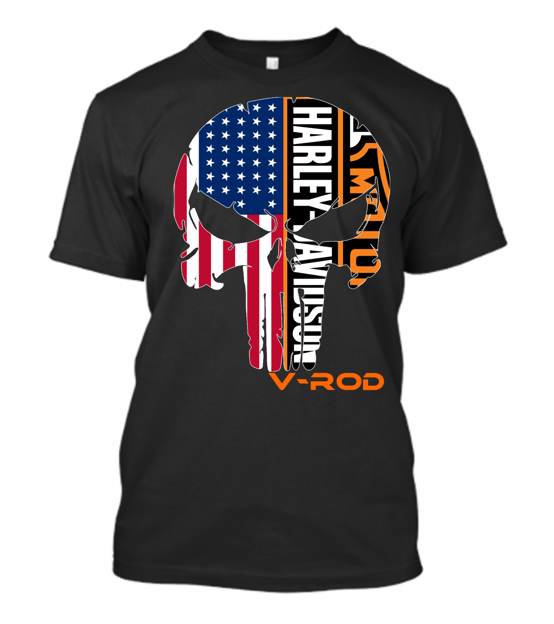 V-Rod Harley Davidson American Flag Skull T-Shirt