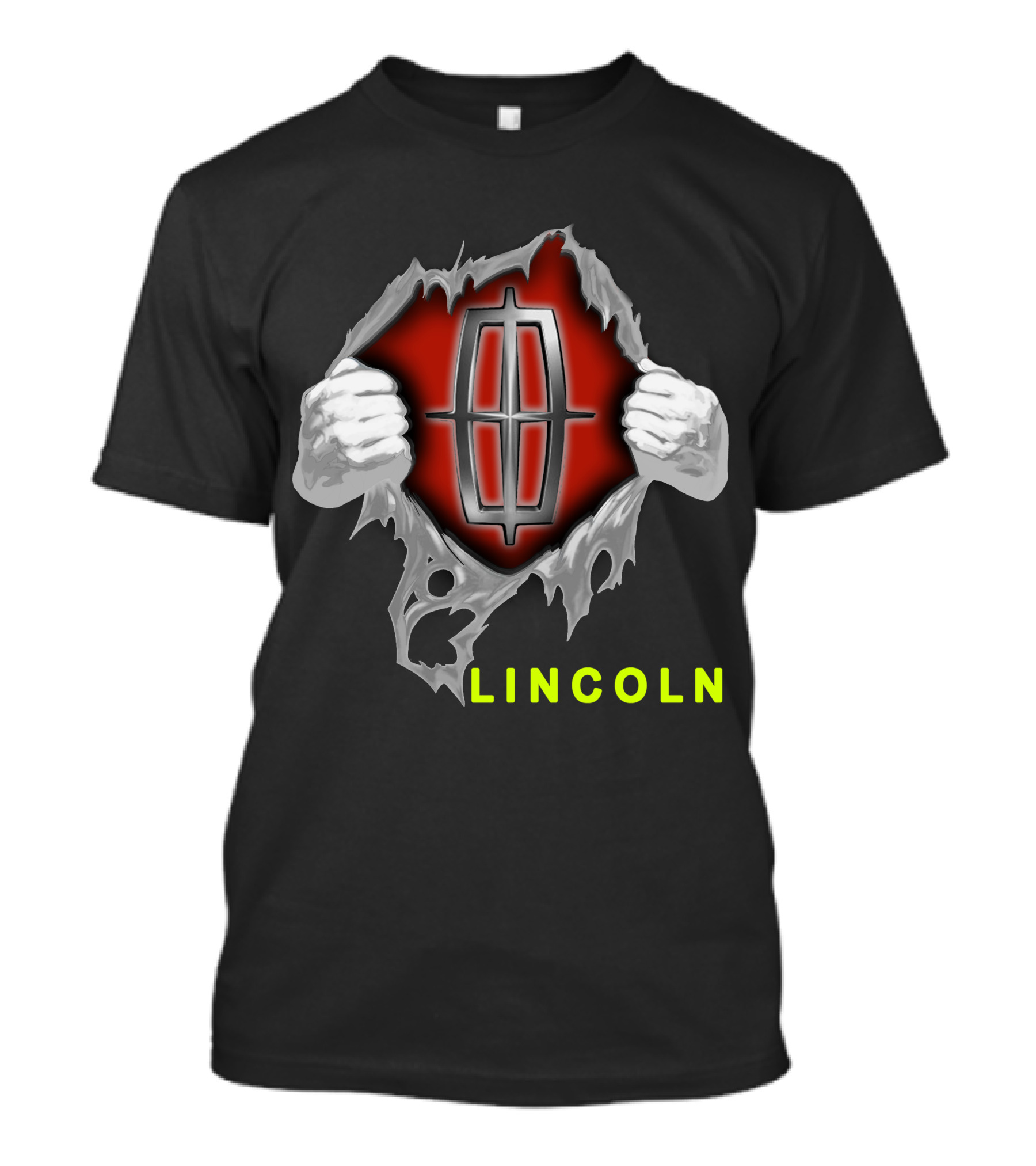 Lincoln Logo With Torn Metal Effect And Hands T-Shirt