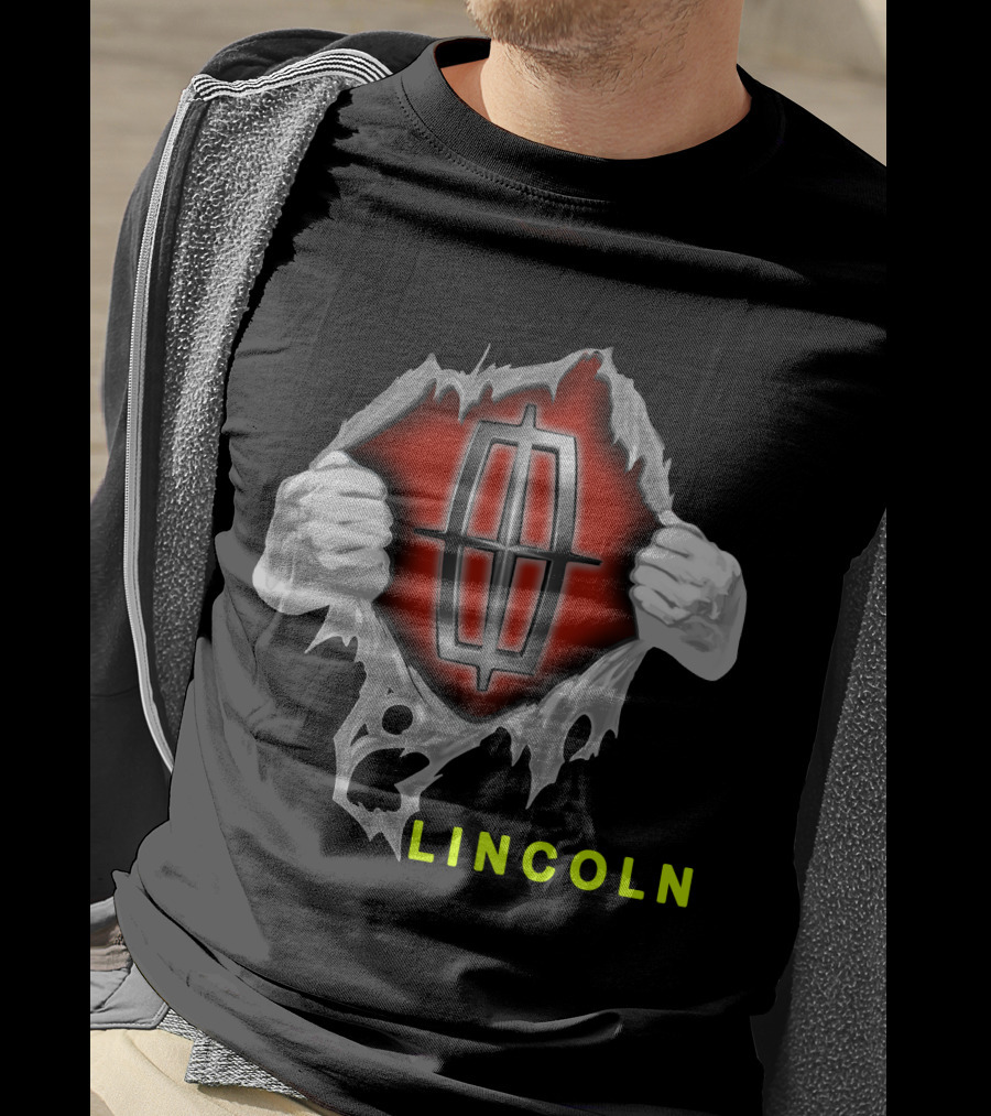 Lincoln Logo With Torn Metal Effect And Hands T-Shirt
