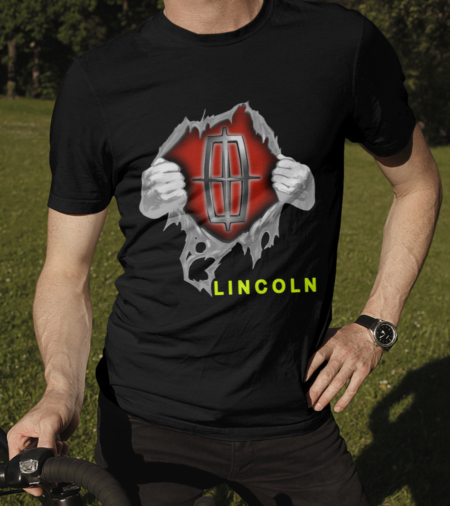 Lincoln Logo With Torn Metal Effect And Hands T-Shirt