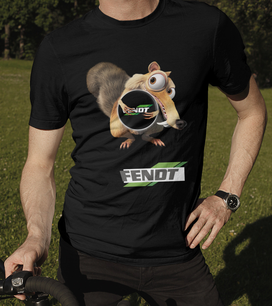 Fendt Tractor Logo With Ice Age Scrat Holding Acorn T-Shirt