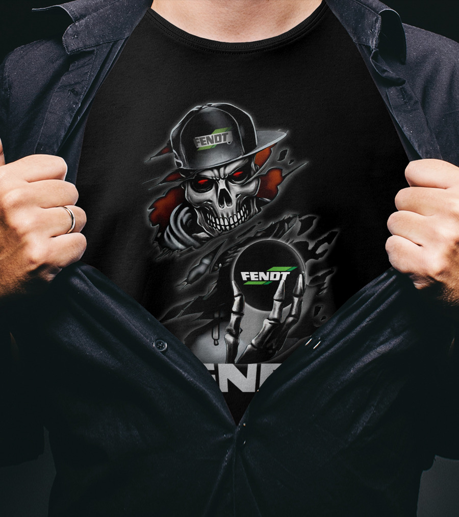 Fendt Skull With Cap And Glove Holding Ball T-Shirt
