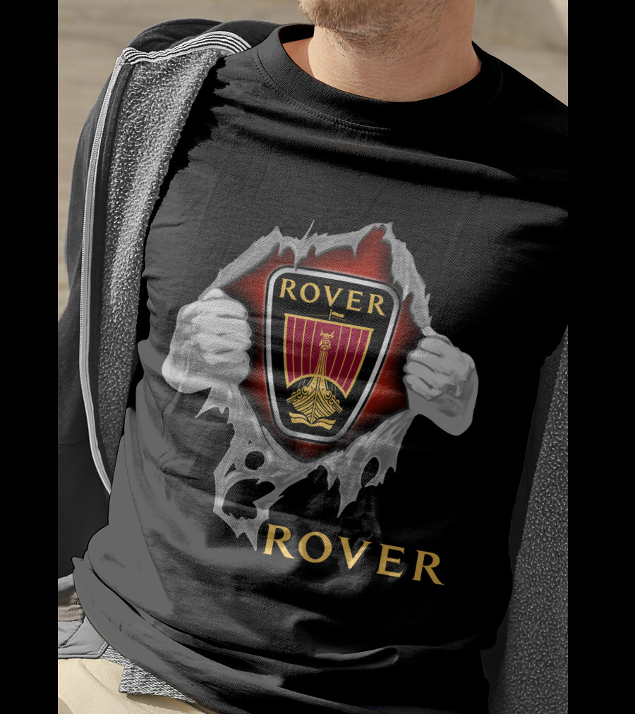 Rover Viking Ship Emblem Ripped T-Shirt