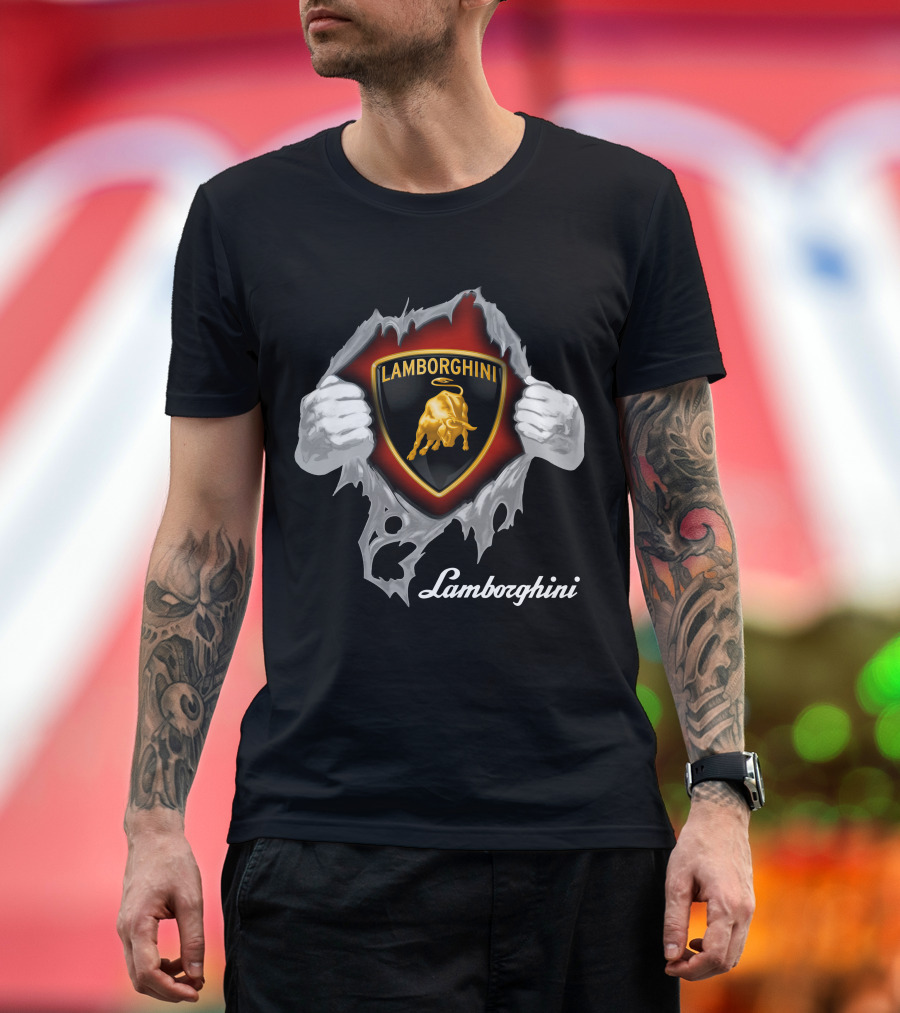 Lamborghini Bull Logo With Torn Effect And Hands T-Shirt