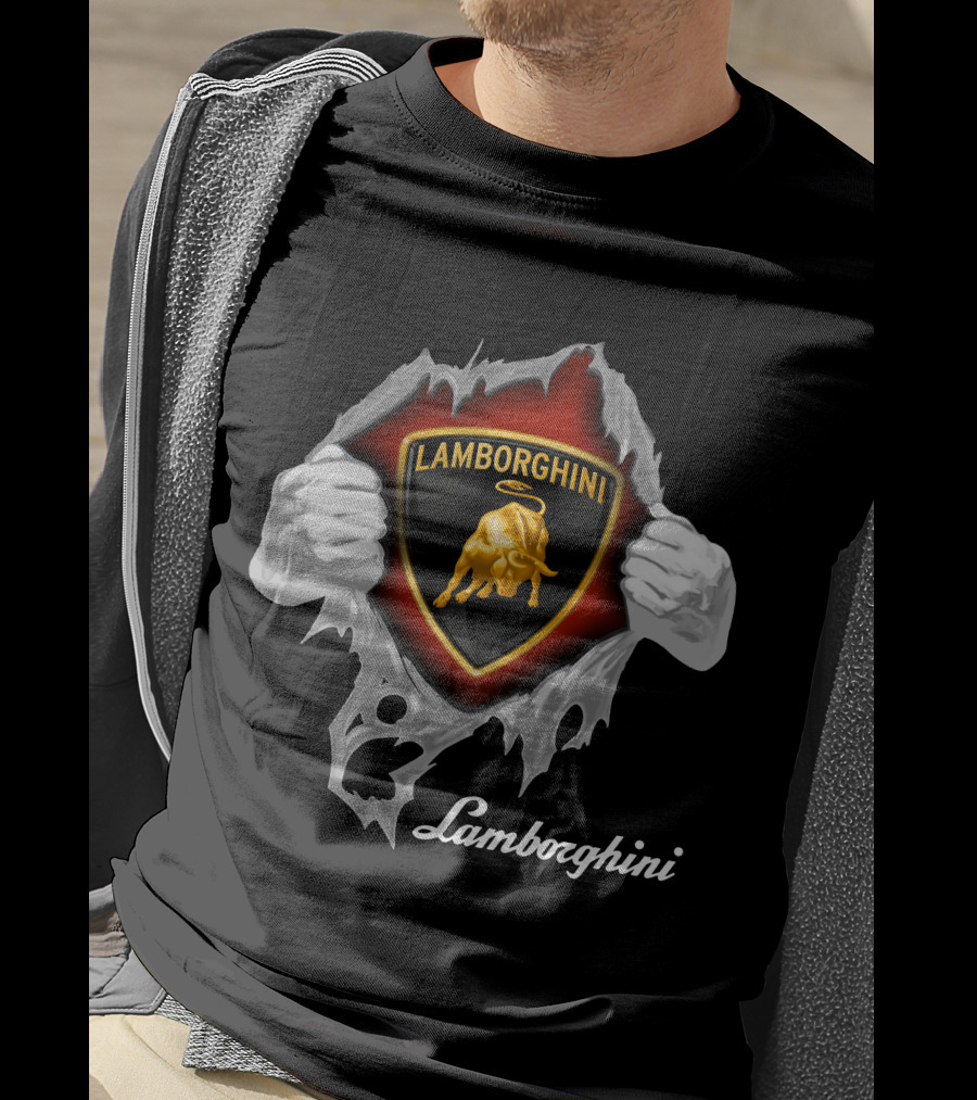 Lamborghini Bull Logo With Torn Effect And Hands T-Shirt