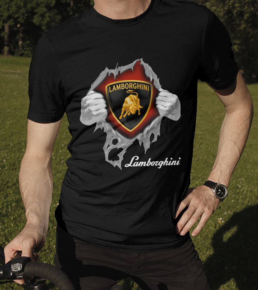 Lamborghini Bull Logo With Torn Effect And Hands T-Shirt