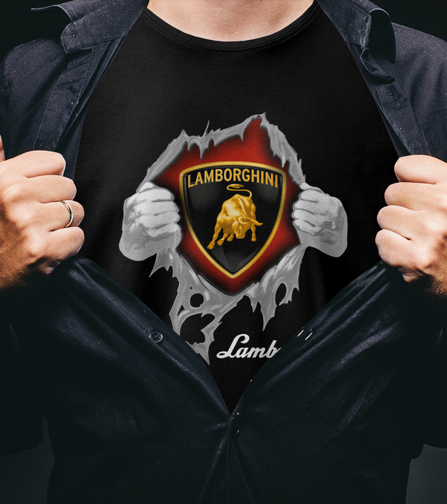Lamborghini Bull Logo With Torn Effect And Hands T-Shirt
