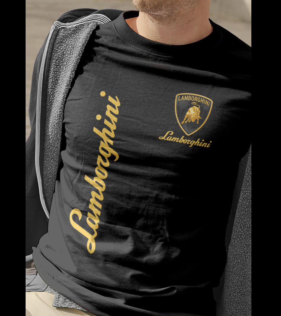 Lamborghini Bull Logo Black And Gold T-Shirt
