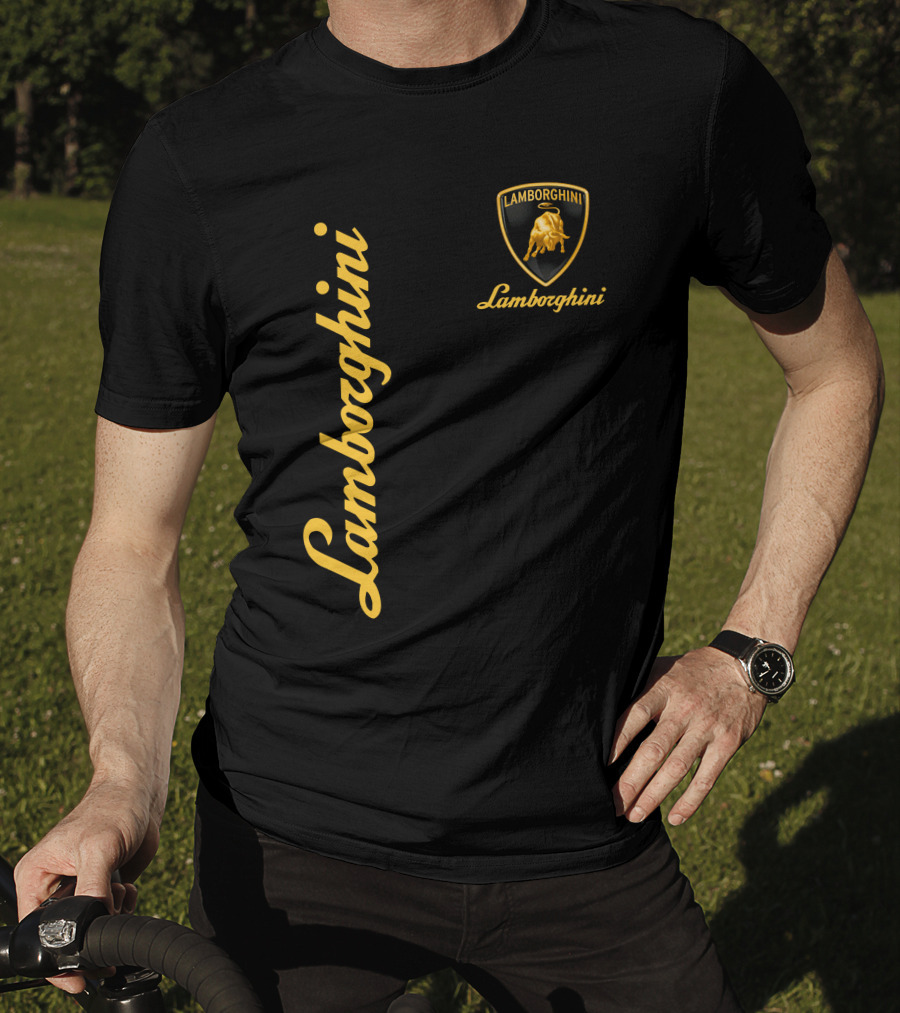 Lamborghini Bull Logo Black And Gold T-Shirt