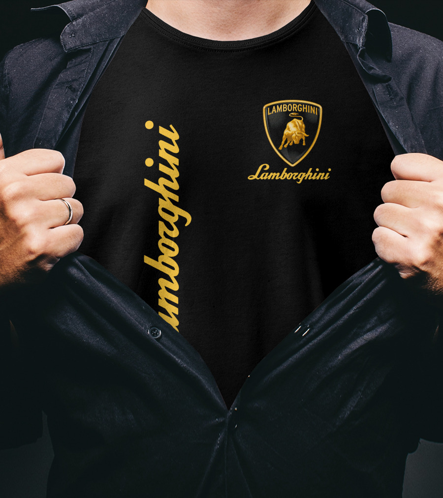 Lamborghini Bull Logo Black And Gold T-Shirt