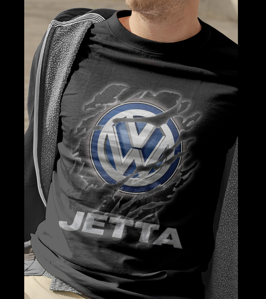 Volkswagen Jetta Logo Torn Metal Look T-Shirt