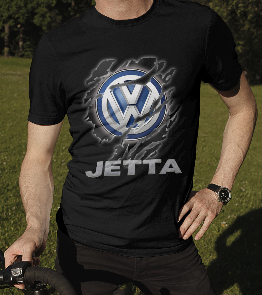 Volkswagen Jetta Logo Torn Metal Look T-Shirt