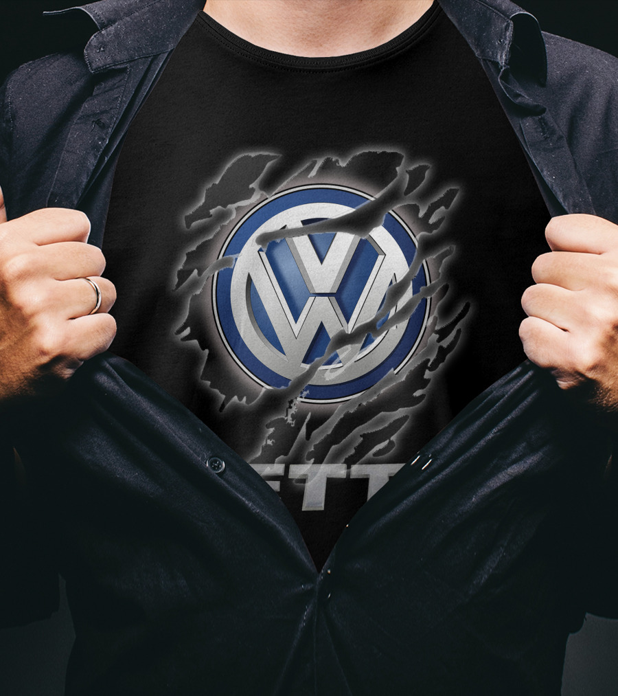 Volkswagen Jetta Logo Torn Metal Look T-Shirt