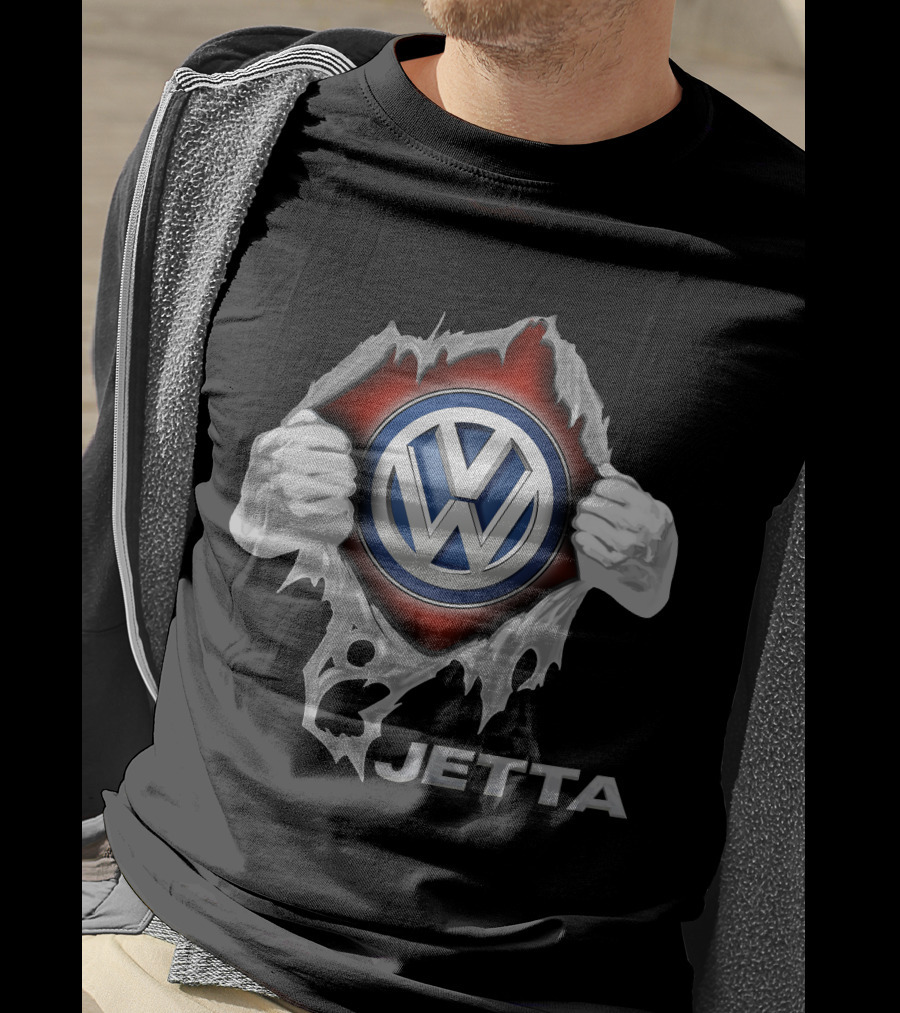 Volkswagen Jetta Vw Emblem Design With Ripped Metallic Edge T-Shirt