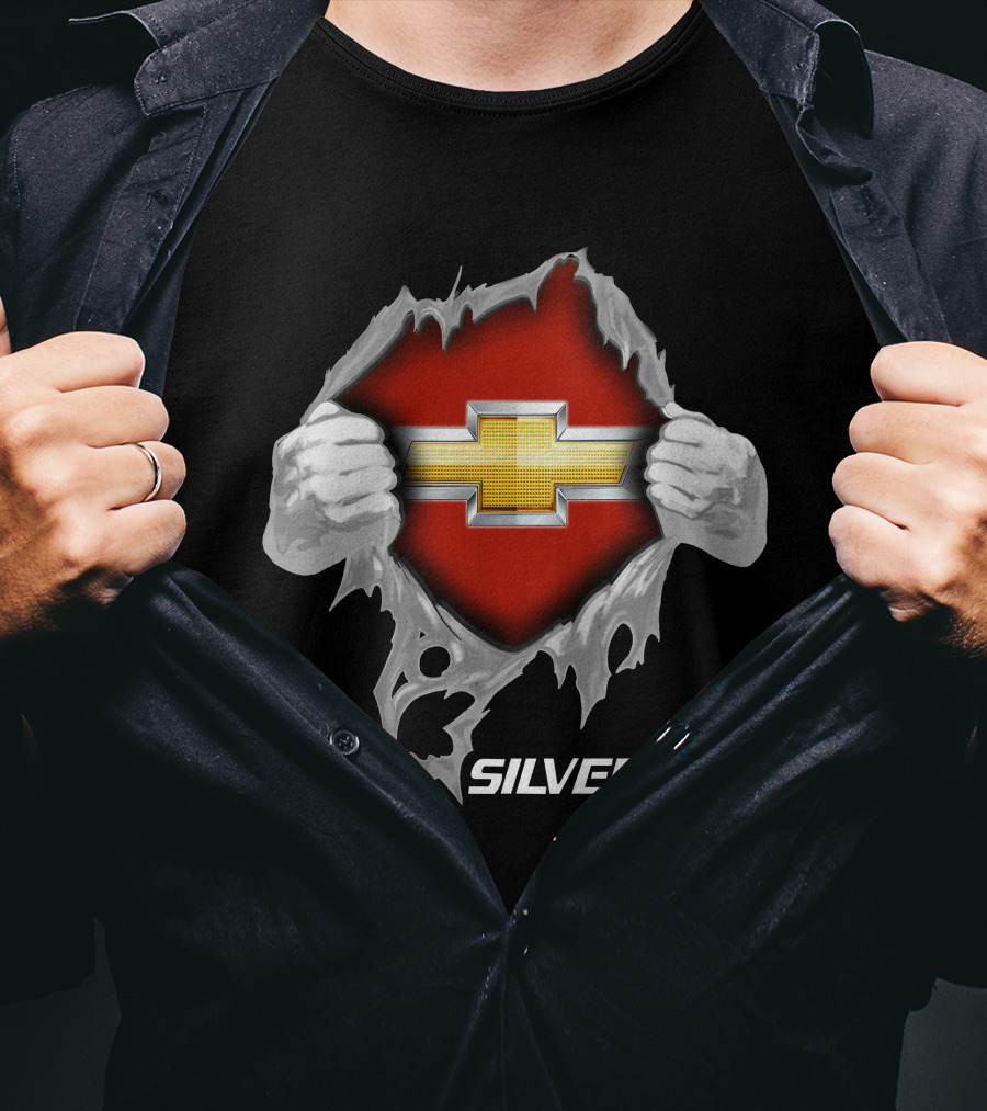Silverado Chevrolet Emblem Hands Ripping Through T-Shirt