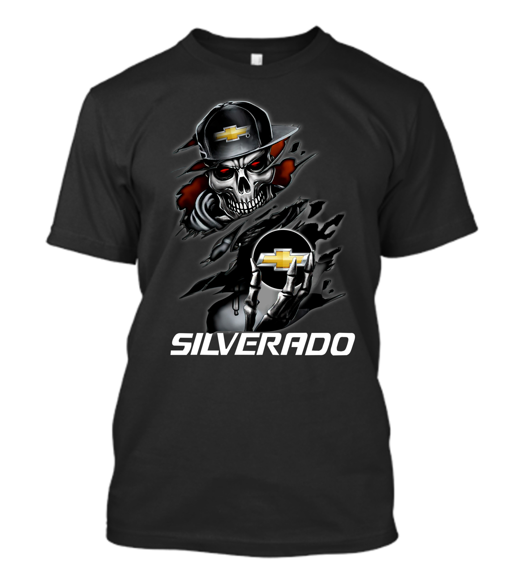 Silverado Skull With Chevrolet Logo Hat T-Shirt