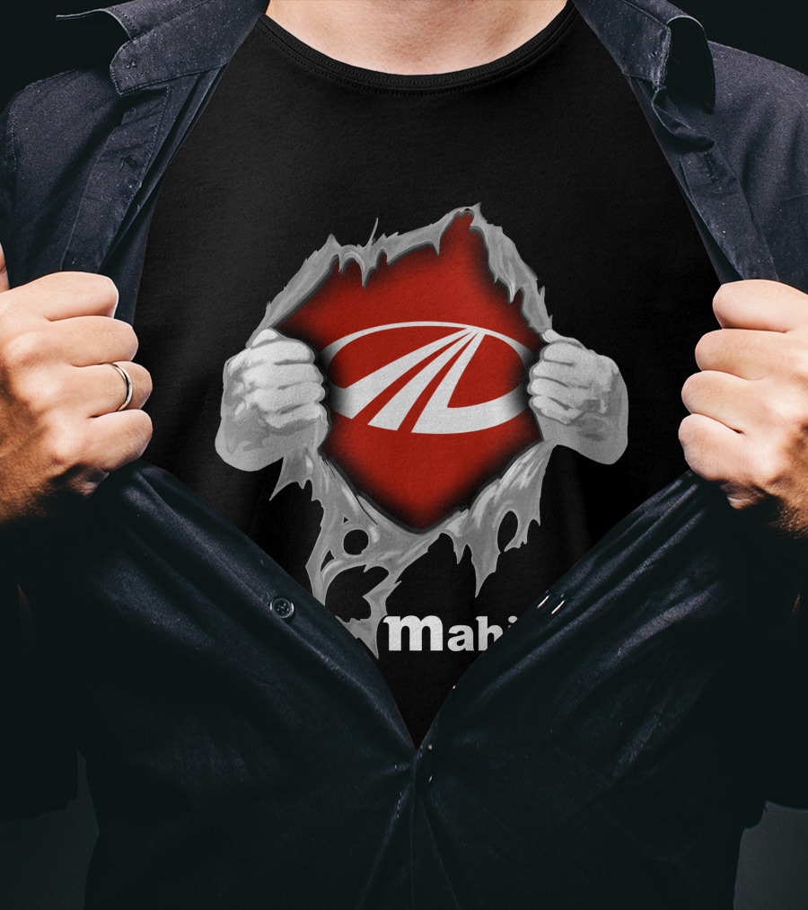 Mahindra Logo With Torn T-Shirt