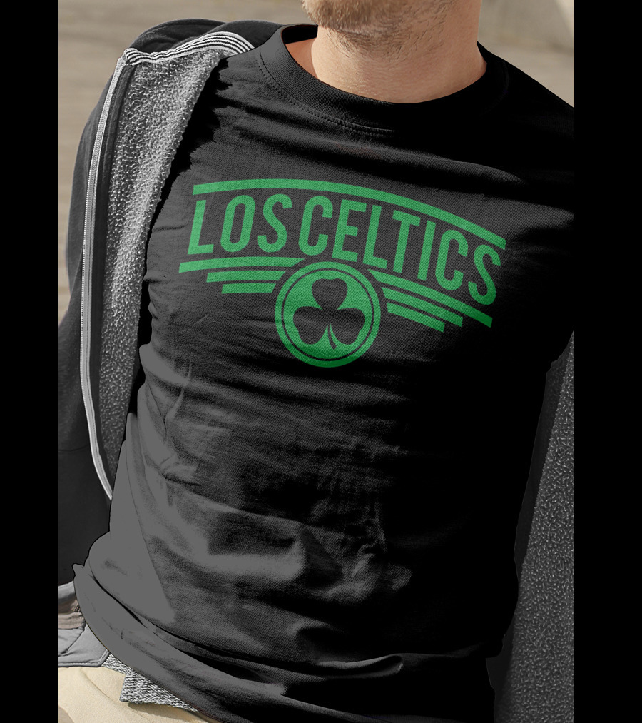 Los Celtics Shamrock Logo Green Text T-Shirt