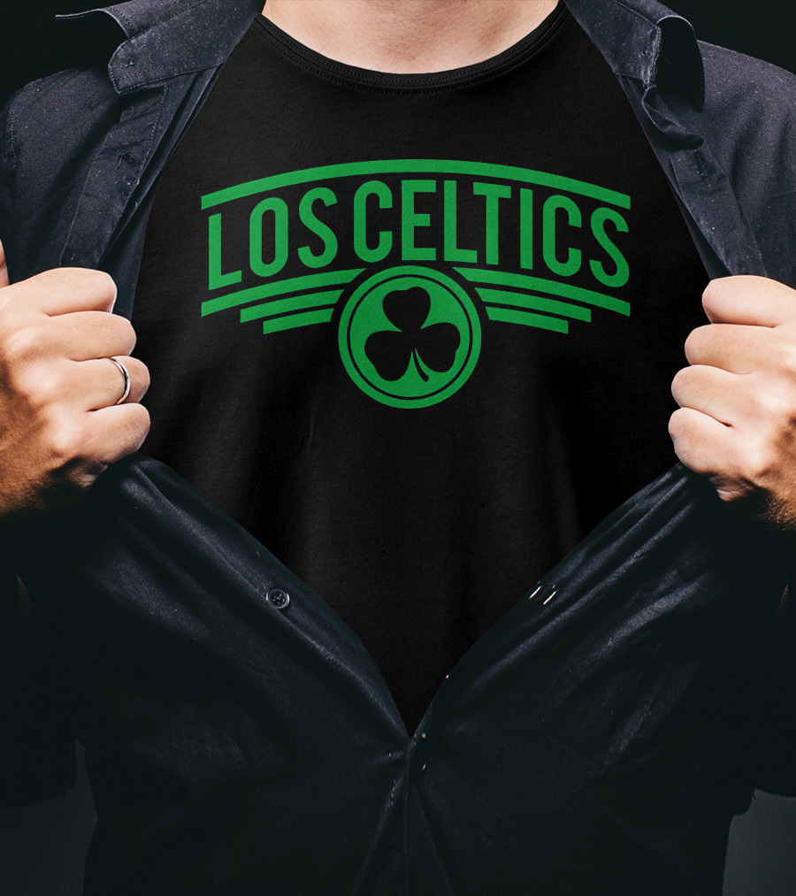 Los Celtics Shamrock Logo Green Text T-Shirt